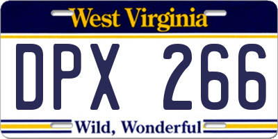 WV license plate DPX266