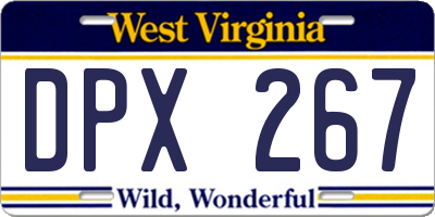 WV license plate DPX267