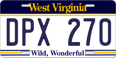WV license plate DPX270