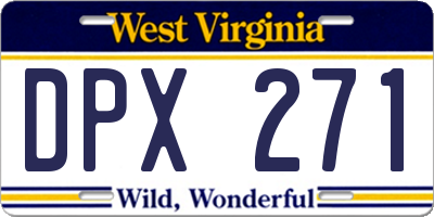 WV license plate DPX271