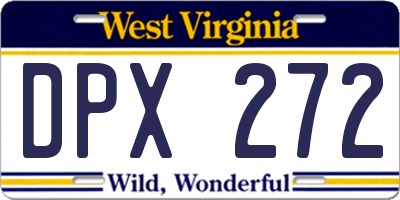 WV license plate DPX272