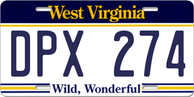 WV license plate DPX274