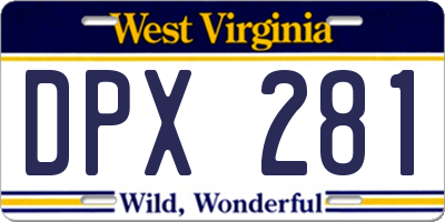 WV license plate DPX281