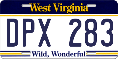 WV license plate DPX283