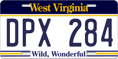 WV license plate DPX284