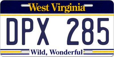 WV license plate DPX285