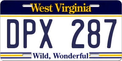 WV license plate DPX287