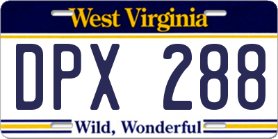 WV license plate DPX288