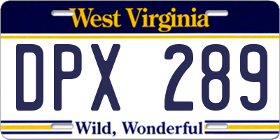 WV license plate DPX289