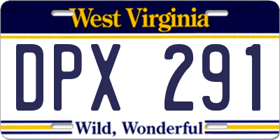 WV license plate DPX291
