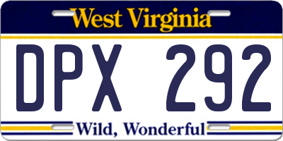 WV license plate DPX292