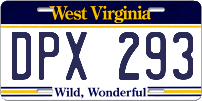WV license plate DPX293