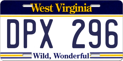 WV license plate DPX296