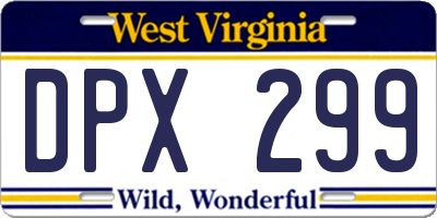 WV license plate DPX299