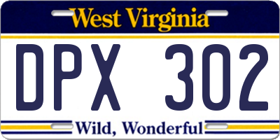 WV license plate DPX302