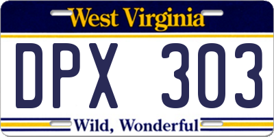 WV license plate DPX303