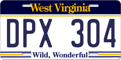 WV license plate DPX304