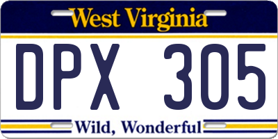 WV license plate DPX305
