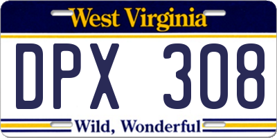 WV license plate DPX308