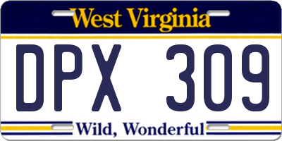 WV license plate DPX309