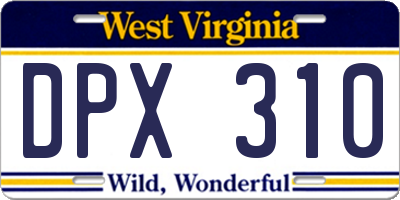 WV license plate DPX310