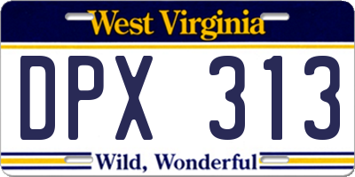 WV license plate DPX313