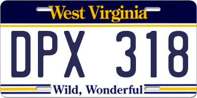 WV license plate DPX318