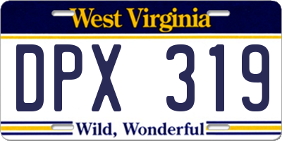 WV license plate DPX319