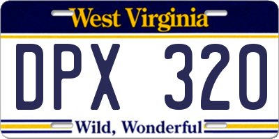 WV license plate DPX320