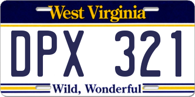WV license plate DPX321