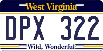WV license plate DPX322