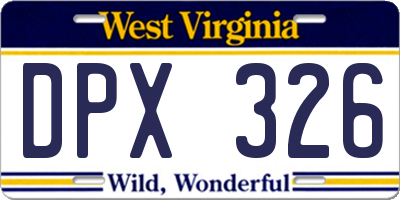 WV license plate DPX326
