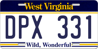 WV license plate DPX331