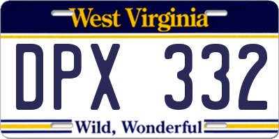 WV license plate DPX332