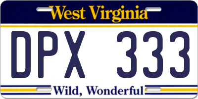 WV license plate DPX333