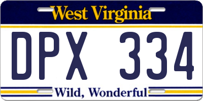 WV license plate DPX334