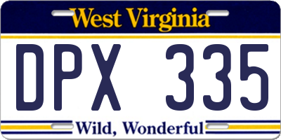 WV license plate DPX335