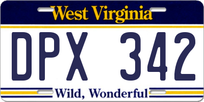 WV license plate DPX342