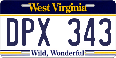 WV license plate DPX343