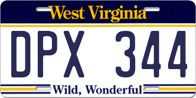 WV license plate DPX344