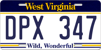 WV license plate DPX347