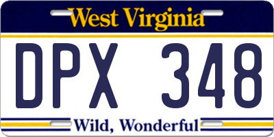 WV license plate DPX348