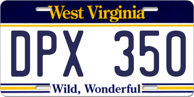 WV license plate DPX350