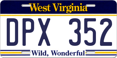 WV license plate DPX352