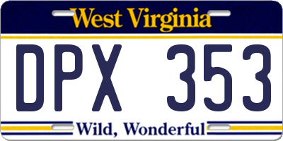 WV license plate DPX353