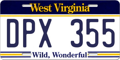 WV license plate DPX355