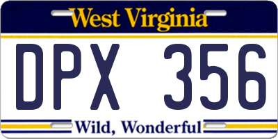 WV license plate DPX356