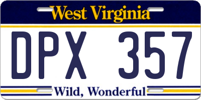 WV license plate DPX357