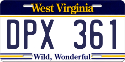 WV license plate DPX361