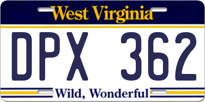 WV license plate DPX362
